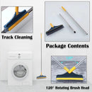 2 in 1 Floor Brush Scrubber with Long Handle Grout Brush Stiff Bristle Cleaning Scrub Brush with Squeegee 120°Rotating Tile Brus